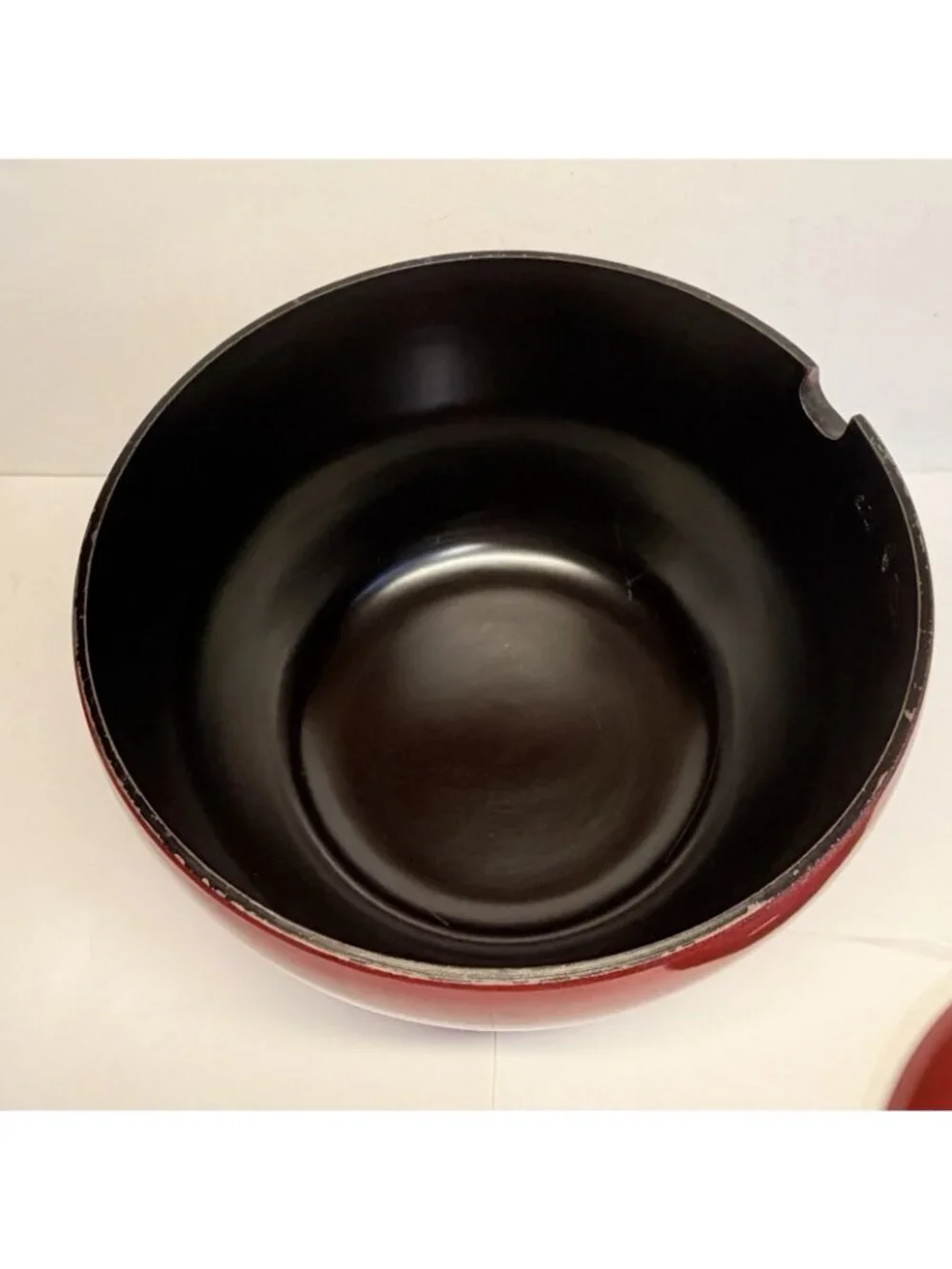 Japanese Wood Red Lacquer Ohitsu Rice Serving Bowl Mother of Pearl Inlay